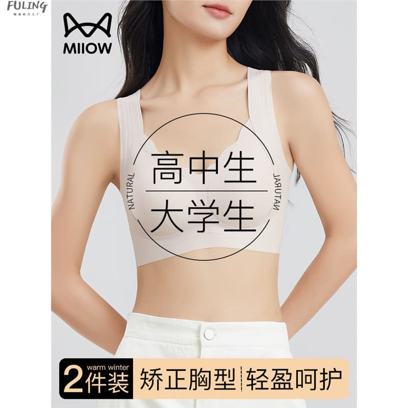 Cat Person High School Girl Bra 18 Year Old College Student 17 Year Old Youth Development Sports Shockproof Anti-Sagging Underwear