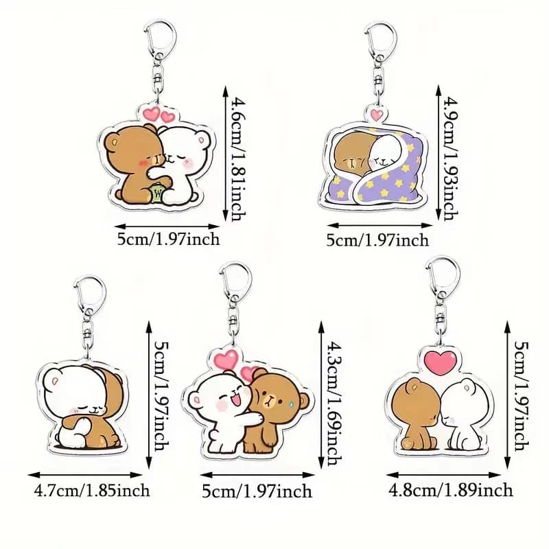 Cartoon Bear Keychain 2D Acrylic Animal Keychain Cute BuBu DuDu Double Bear Pendant Decoration