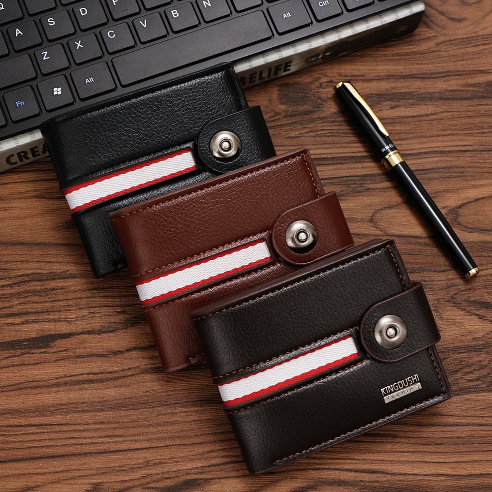 Hot selling business men's beauty money clip magnetic buckle multi-function multi-card slot short loose-leaf wallet zipper wholesale