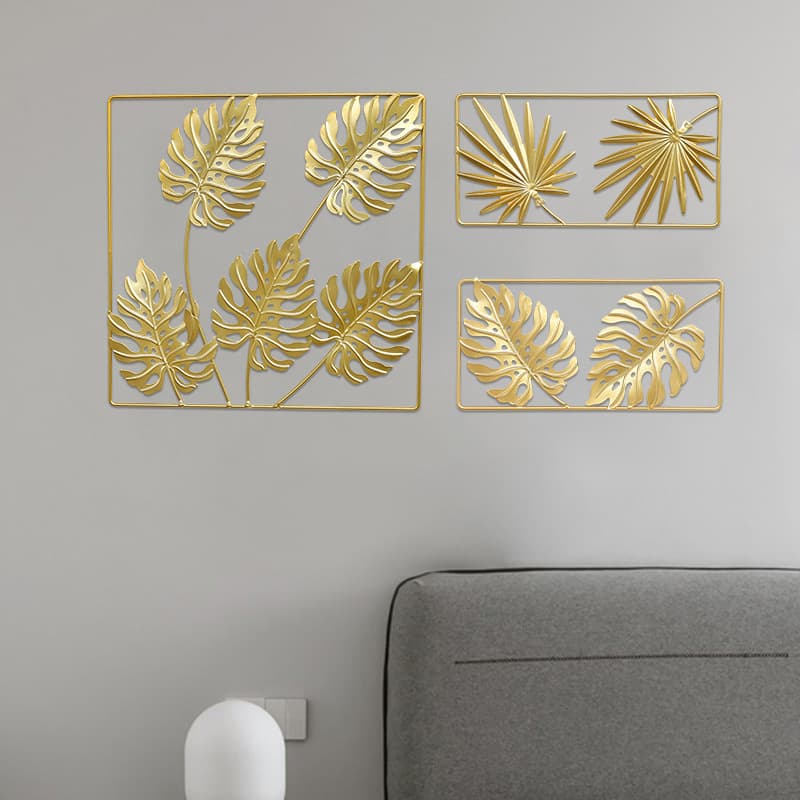 Nordic Creative Turtle Leaf Palm Leaf Wall Pendant Hotel Sofa Light Luxury Background Living Room Ginkgo Leaf Decorations