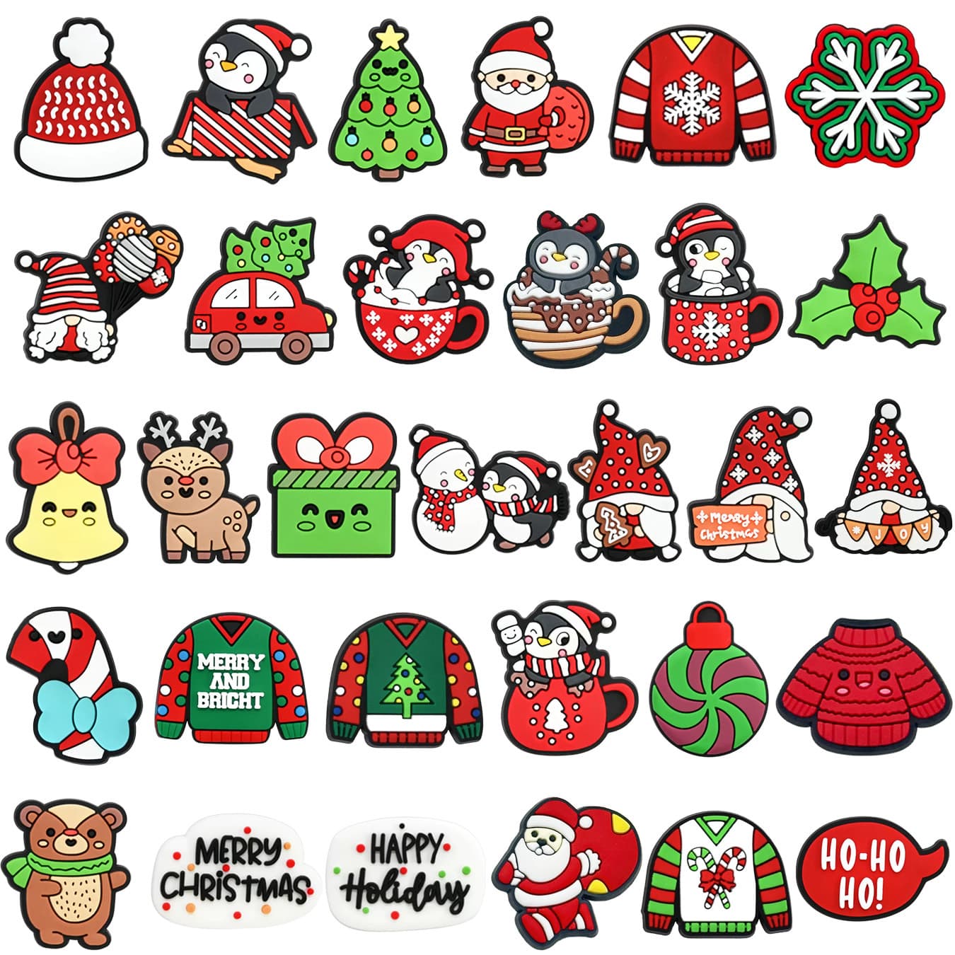 Factory Hot Selling Item: Cute Christmas PVC Cartoon Ornaments and Accessories for DIY Clogs, Shoe Flowers, and Shoe Buckles