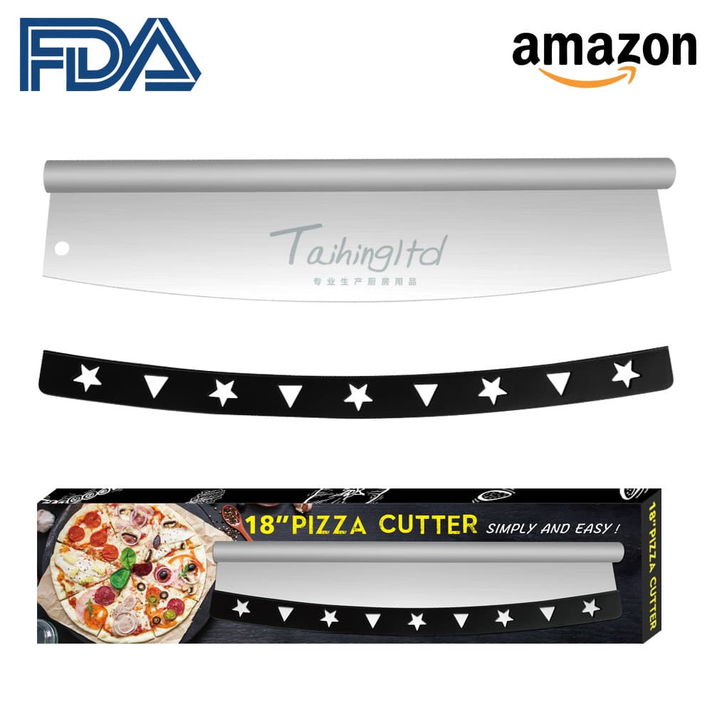 18-inch Extra Large Pizza Cutter 45cm Stainless Steel Pizza Cutter Semicircle Pizza Cutting Knife Rocker Knife Curved Knife