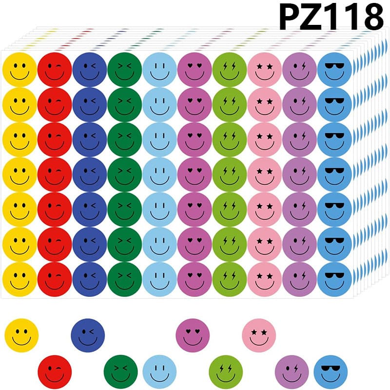 Happy Smile Face Stickers School Reward Behavior Chart, Round Colorful Reward Labels Happy Face