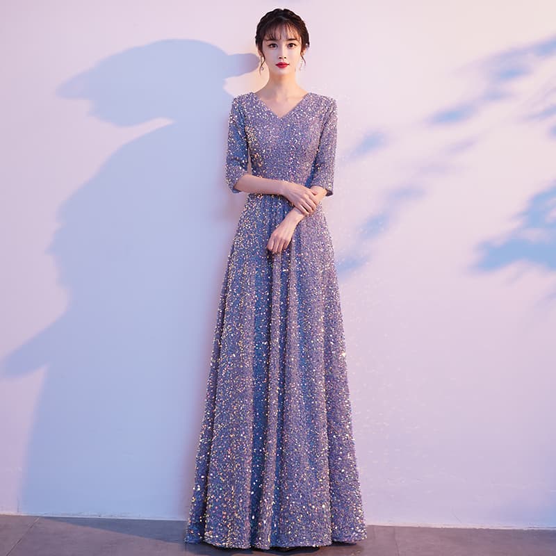 Large Chorus Performance Dress Women's Long Gown 2025 New Piano Performance Conductor Outfit Sequins Host Evening Gown