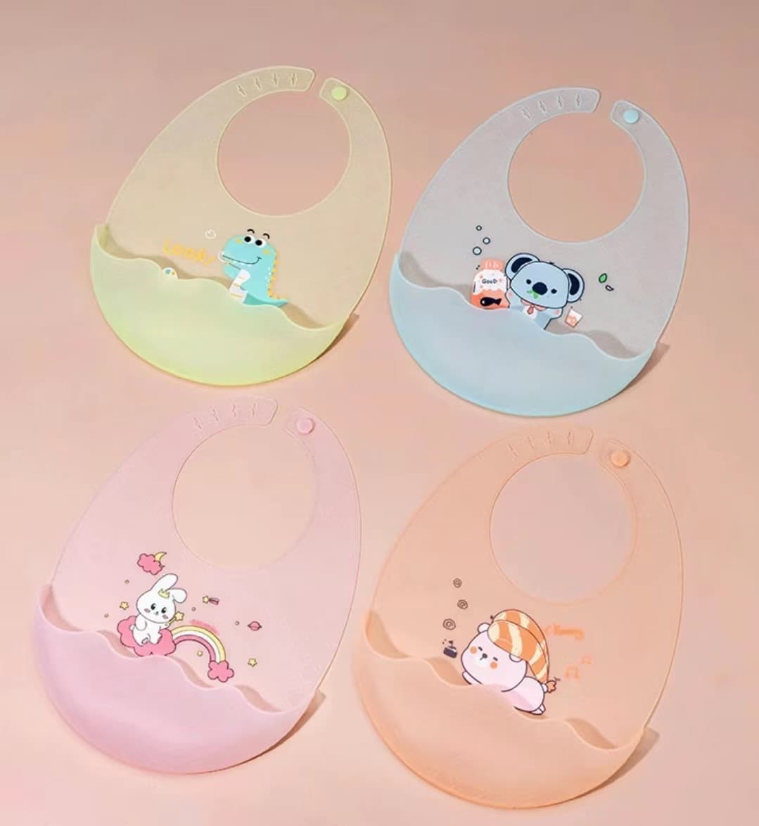 Silicone Bib for Baby and Toddler, Waterproof Feeding Bib