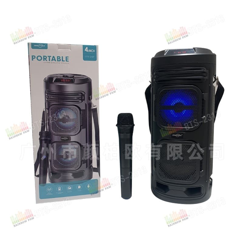GTS KTS BTS Factory Wholesale GTS-2431 Dual 4-Inch Portable Outdoor Speaker with Wireless Microphone