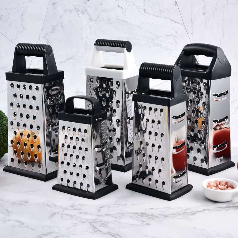 6-Inch Stainless Steel 4-Sided Grater, 8-Inch Stainless Steel 4-Sided Grater, 9-Inch Stainless Steel 4-Sided Grater Kitchen Tool Vegetable Grater