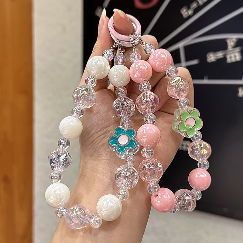 New Colorful Flower Handmade Beaded Keychain, Vibrant Unisex School Bag Charm, Keychain Accessories Wholesale