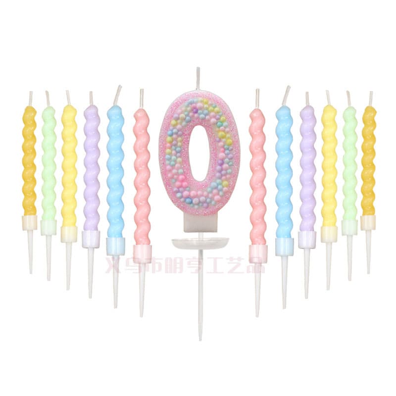 Macaron Color Ball Spiral Candle Set Birthday Candles Cross-border Amazon Colored Number Candles Cake Decoration