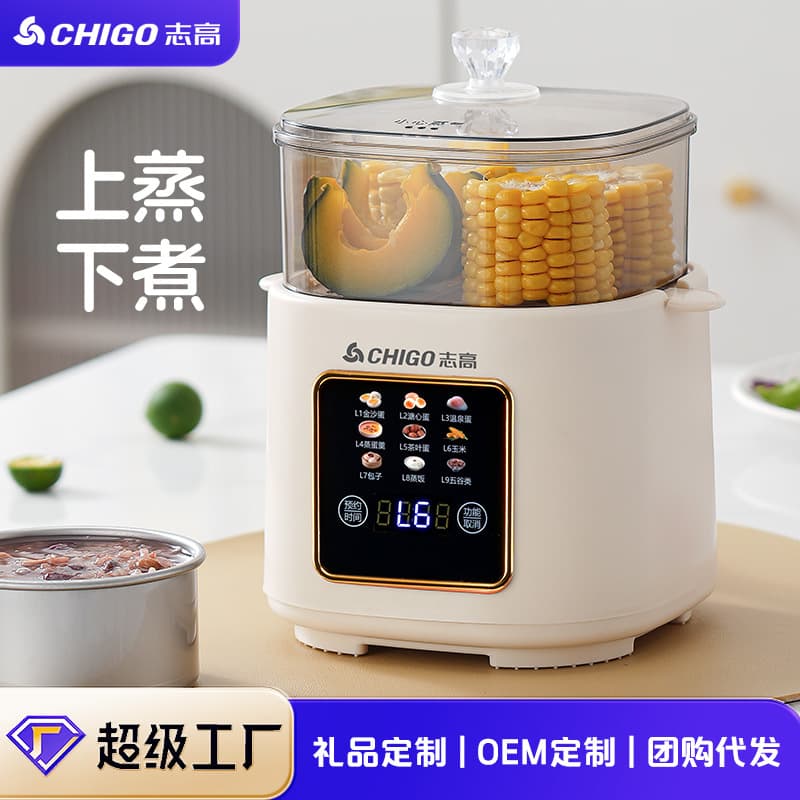 Chigo smart egg steamer and cooker, electric steamer for soft-boiled eggs, multifunctional egg cooking essential, home breakfast machine