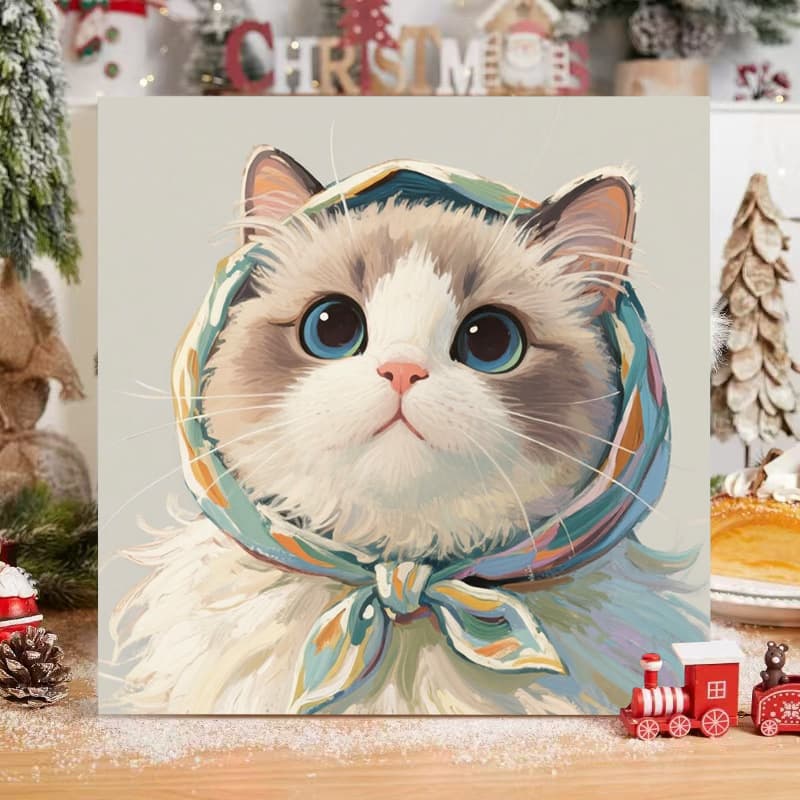 Kitten Digital Oil Painting DIY Coloring Cute Cartoon Animal Handcraft Simple Oil Painting Decoration Wholesale