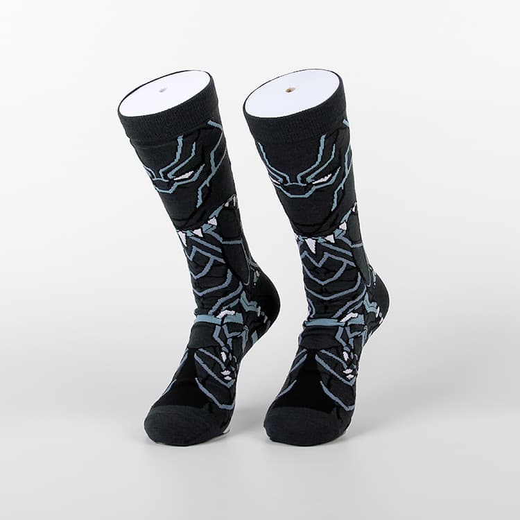 Cartoon Marvel Black Panther Casual Sports Jacquard Youth Four-Season Cotton Couple Mid-Calf Socks for Men and Women Trendy Long Socks