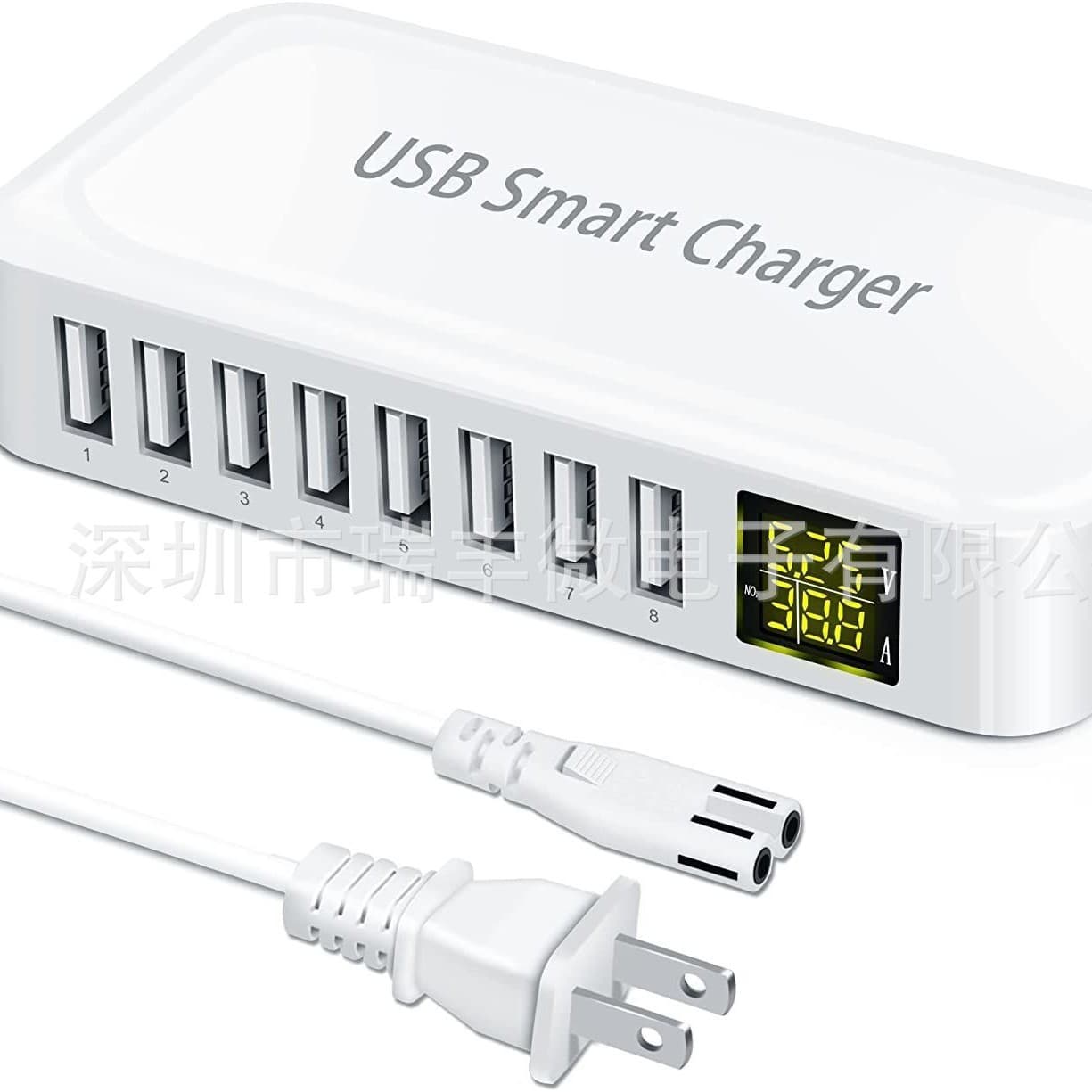 USB multi-port USB charger dynamic LCD display 8-port intelligent identification tablet phone charger wholesale