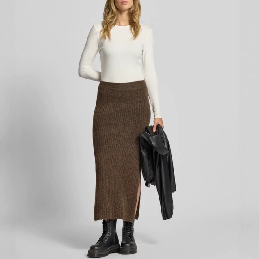 Cross-border Trade 2026 Spring/Summer New High-Waist Solid Casual Long Skirt Knitted Fishtail Skirt Bodycon Midi Skirt