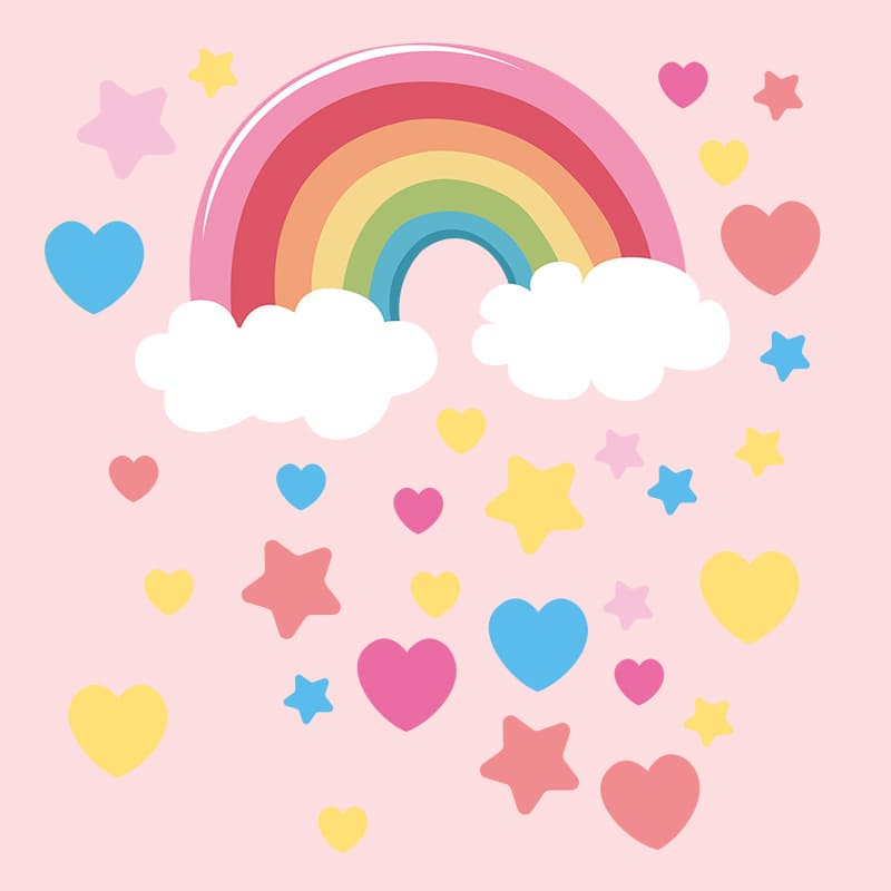 Rainbow Cloud Wall Sticker Colorful Stars Wall for Baby Kids Bedroom Nursery Playroom Girl Room Decoration