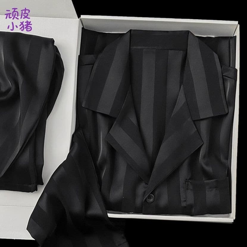 Plus Size Ice Silk Men's Pajamas Thin Spring Summer Long Sleeve Simple Youth Autumn Winter Homewear Set