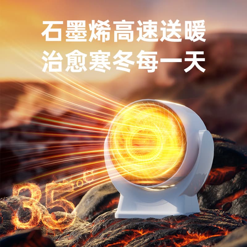 Fast-Heating Warm Air Blower, Household Graphene Electric Heater for Bathroom and Desktop Use
