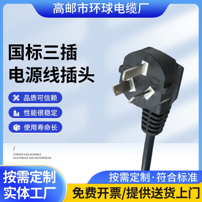National standard pure copper two/three-core electrician plug electric tool three-pin hole power cord with plug industrial-grade socket