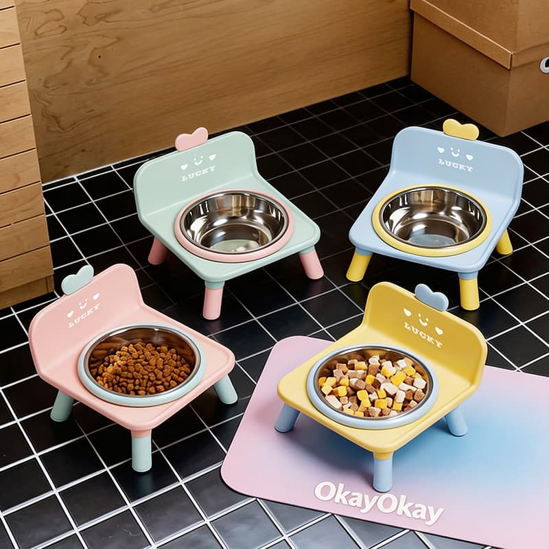 Cat Bowl Dog Bowl Heart-Shaped Non-Slip Square Water Bowl Food Bowl Anti-Tipping Factory Wholesale Cross-Border