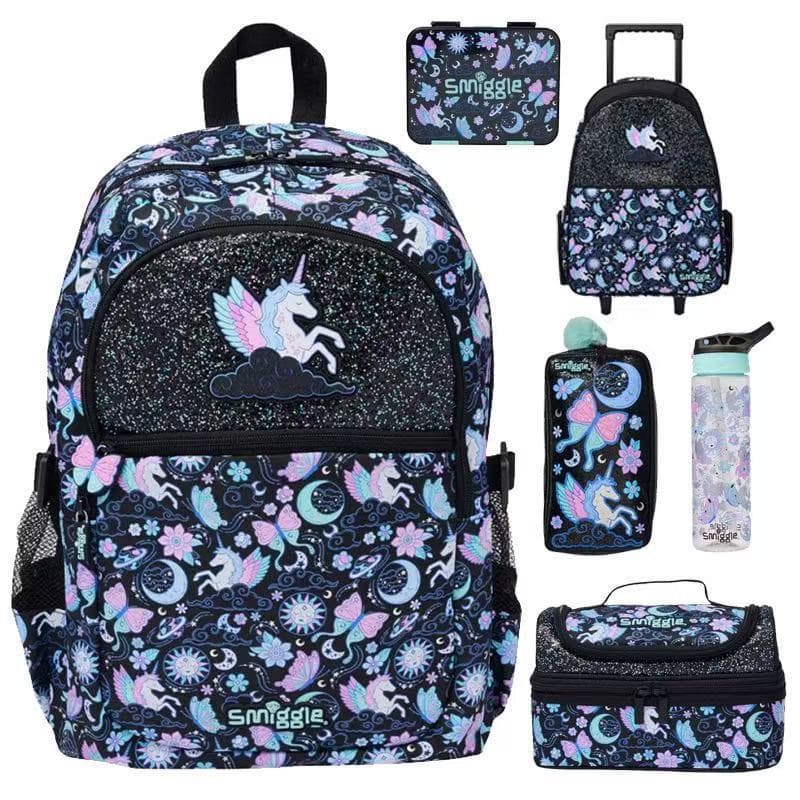 Smiggle Girls Large Capacity Backpack Student Cute Children's School Bag Lunch Bag Trolley School Bag Series