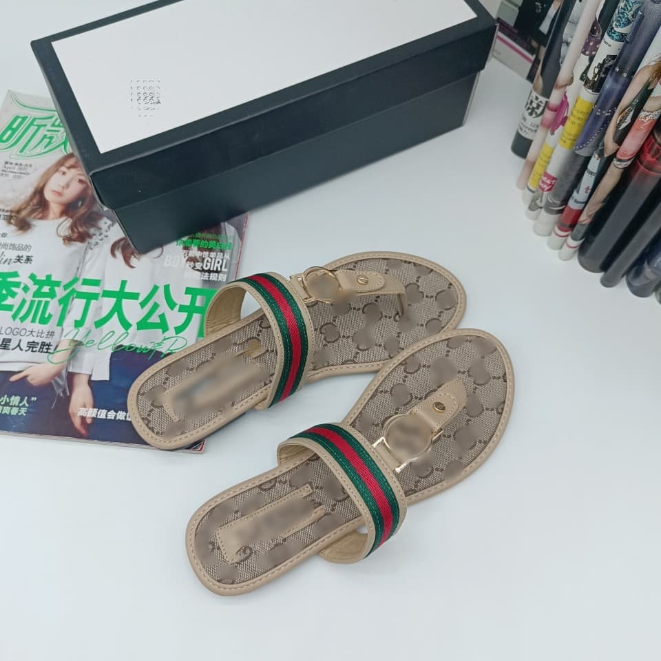 Cross-Border Foreign Trade Women's Shoes g Brand Fashion Slippers One-Strap Slippers Cross-Border Large Size Slippers Women Sandals