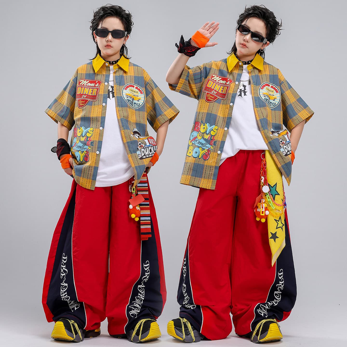 Kids Hip Hop Dance Wear, Street Skateboarding Shirt Dance Suit Set for Boys
