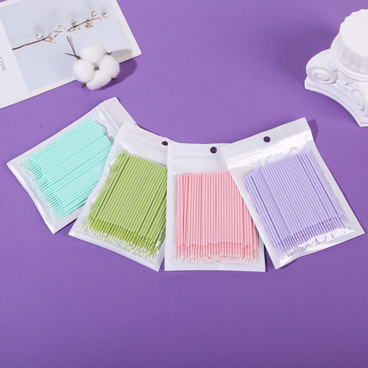 Nanocotton Swab for Eyelash Removal, Lash Cleaning Stick, Eyelash Perming Tattoo Cotton Swab, Makeup Remover Cotton Stick