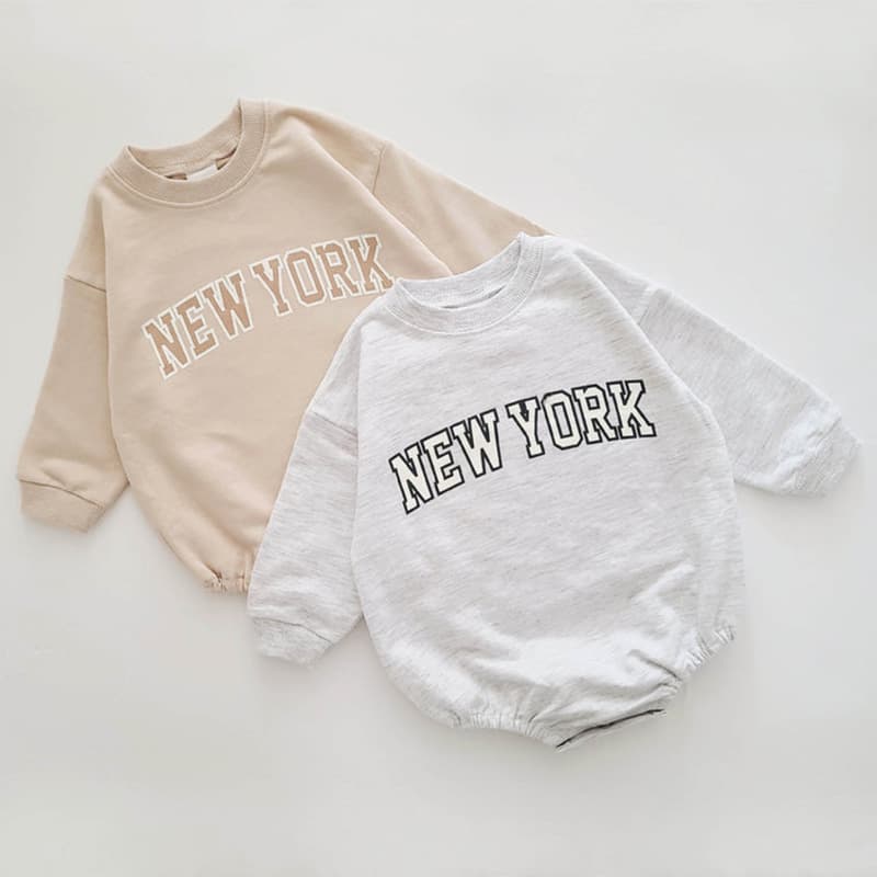 K-Style of Ins New Product Infant Jumpsuit Loose and Stylish Letter New York Male and Female Baby Triangle Crawl Suit