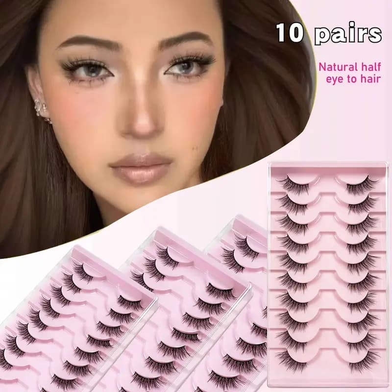 Cross-border cat eye false eyelashes curled and thick half eyelashes half dovetail three-dimensional curling factory direct sales