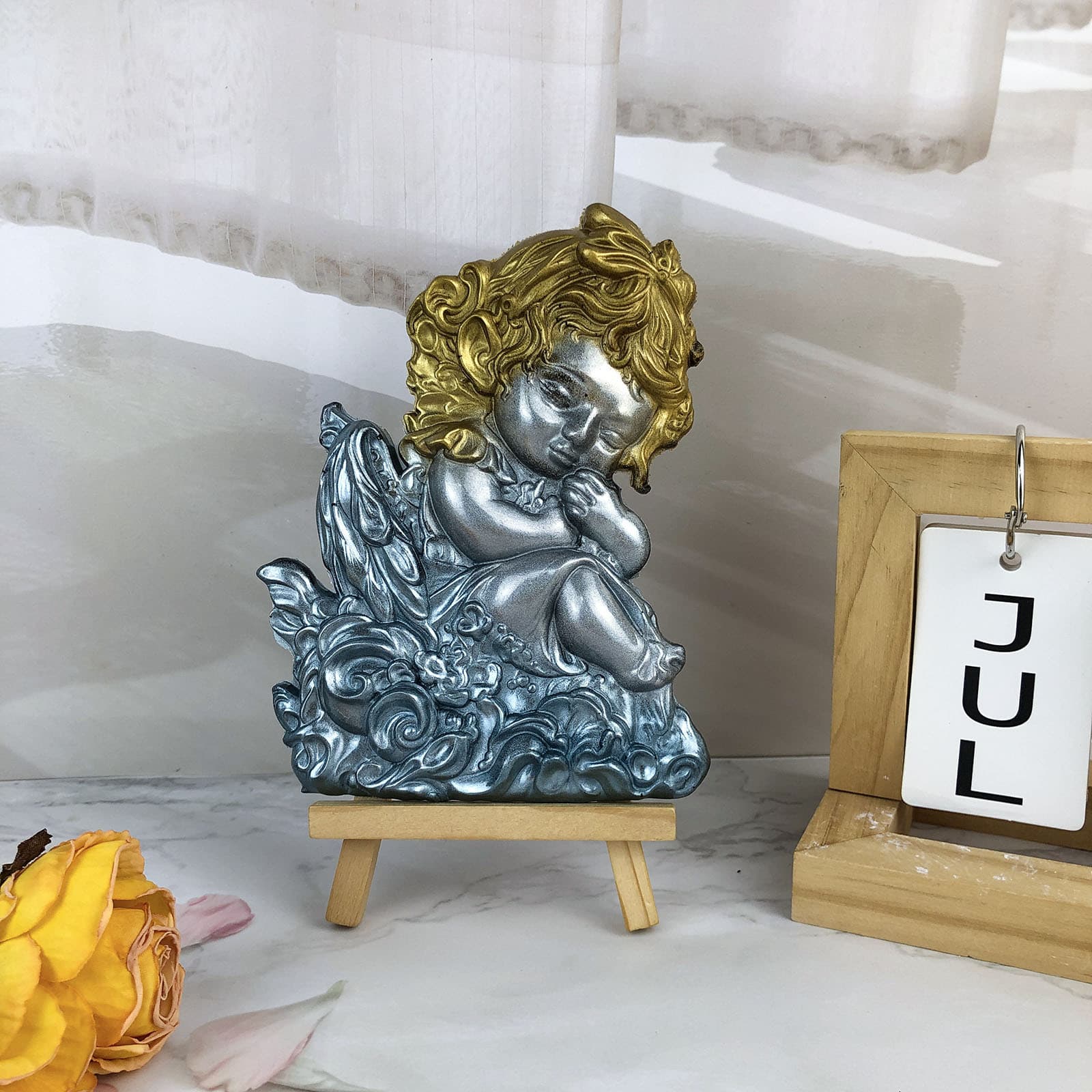 X1013 Sleeping Angel Wall Hanging Decorative Cement Plaster Mold DIY Silicone Mold