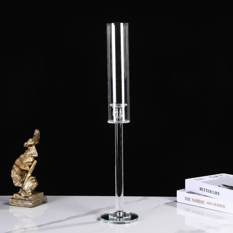 Single Simple Crystal Candlestick Wedding Props Candlestick Model Room Decorations Dining Table Ornaments Glass Candlestick Household