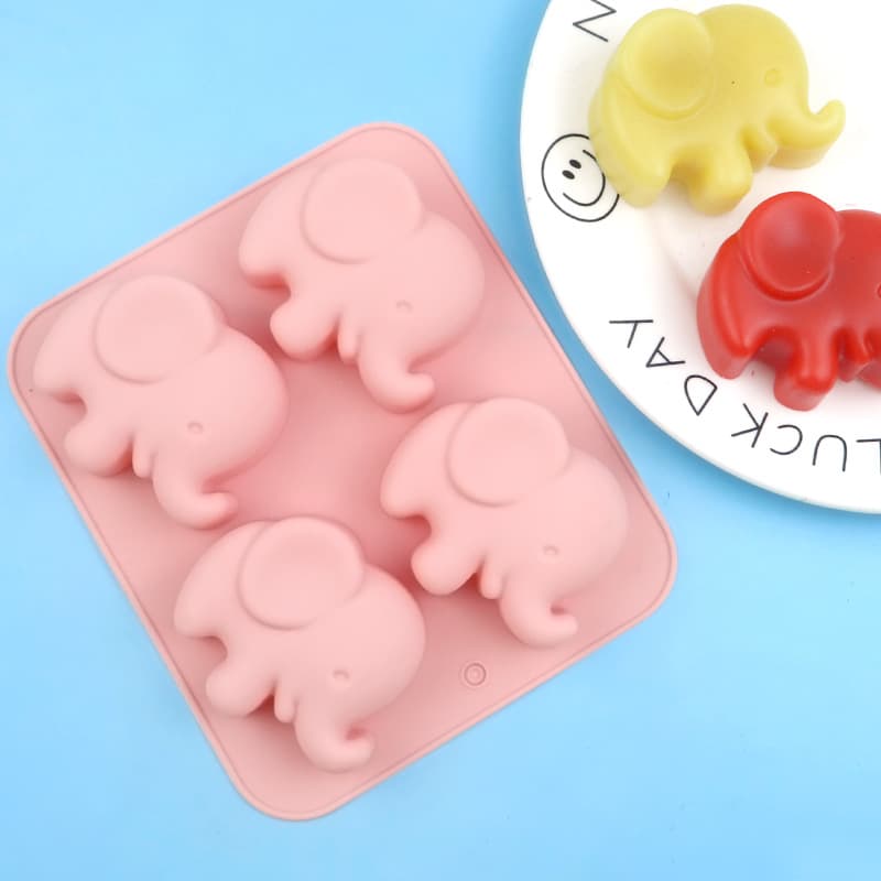 In-Stock Wholesale 4-Piece Cartoon Elephant Silicone Cake Mold Pudding Mousse Mold DIY Handmade Soap Mold Easy to Demold
