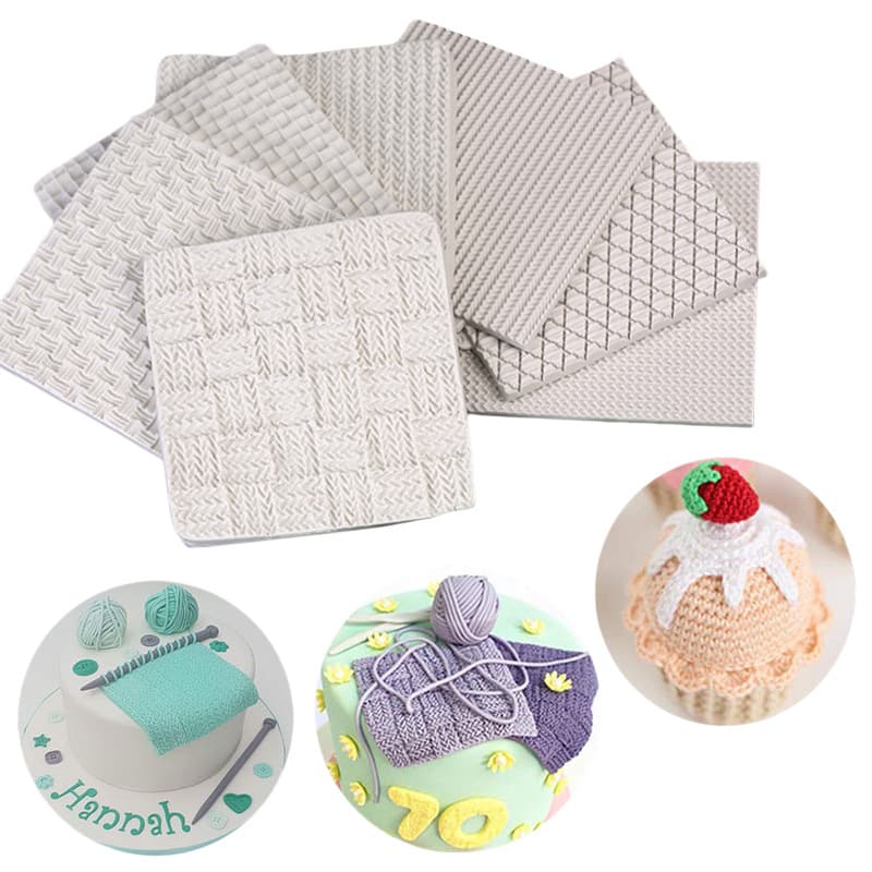 Fondant sweater texture knitted texture mold silicone mold wool yarn cup cake doll shape decoration
