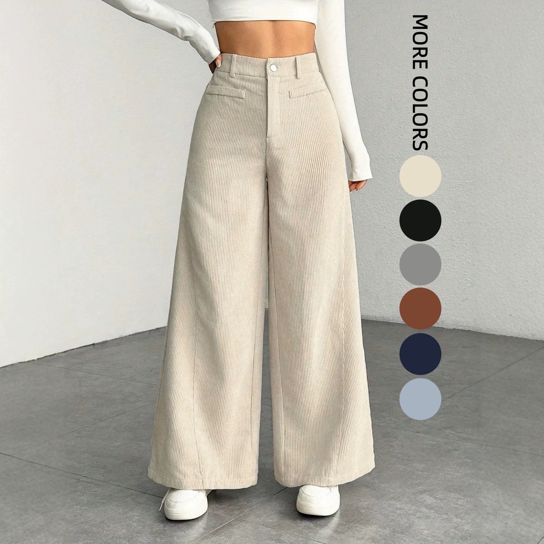 European and American Amazon Cross-Border Fall/Winter New Arrival Casual High-Waist Wide-Leg Pants Versatile Cargo Trousers
