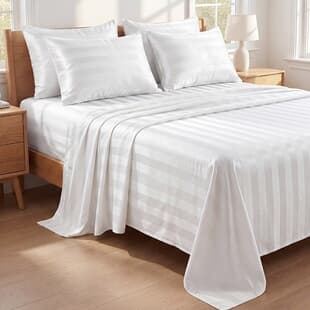6 New 3cm Satin Stripe Cross-Border Bed Sheet Set Satin Stripe Bed Sheet Set