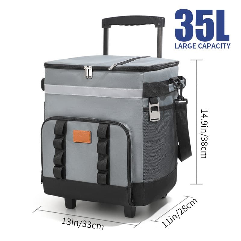 Cross-border new trolley insulated bag portable outdoor fresh-keeping refrigerated box large-capacity car ice bag take-out insulated box