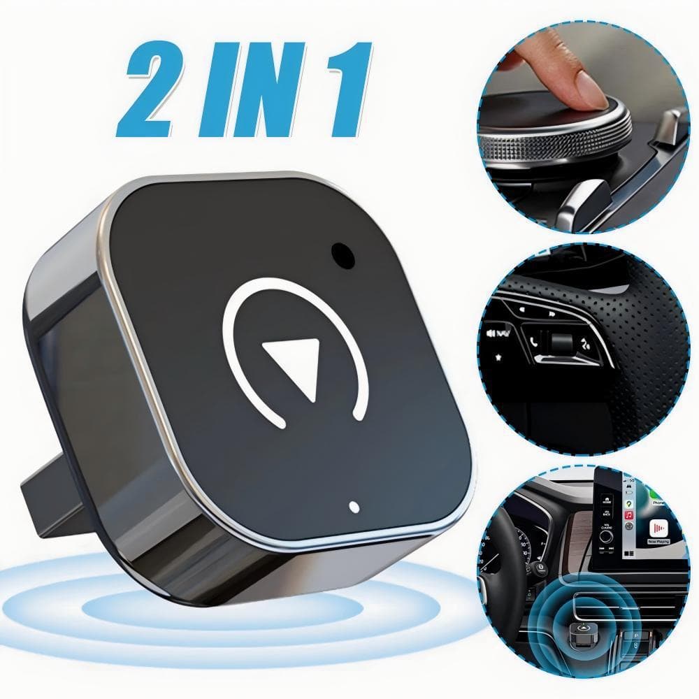 CarPlay Apple Android Auto 2-in-1 Wired to Wireless Car Smart Navigation Adapter Box PE Bag