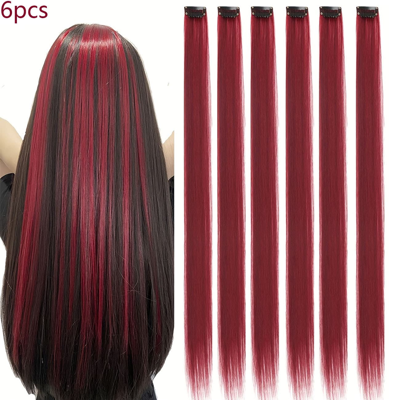 Cross-border Hot Selling Clip-in Hair Extensions for Women, Seamless Colored Hair Pieces, One-Piece Hair Patch