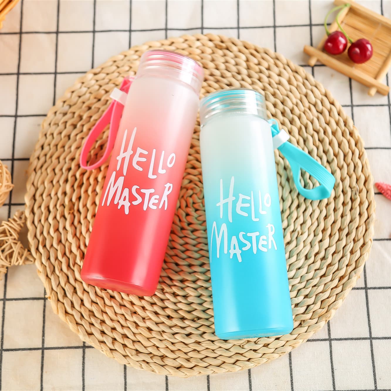 Wholesale Transparent Gradient Colorful Cup, Portable Travel Cup, Business Advertising, Student Couple Frosted Water Cup