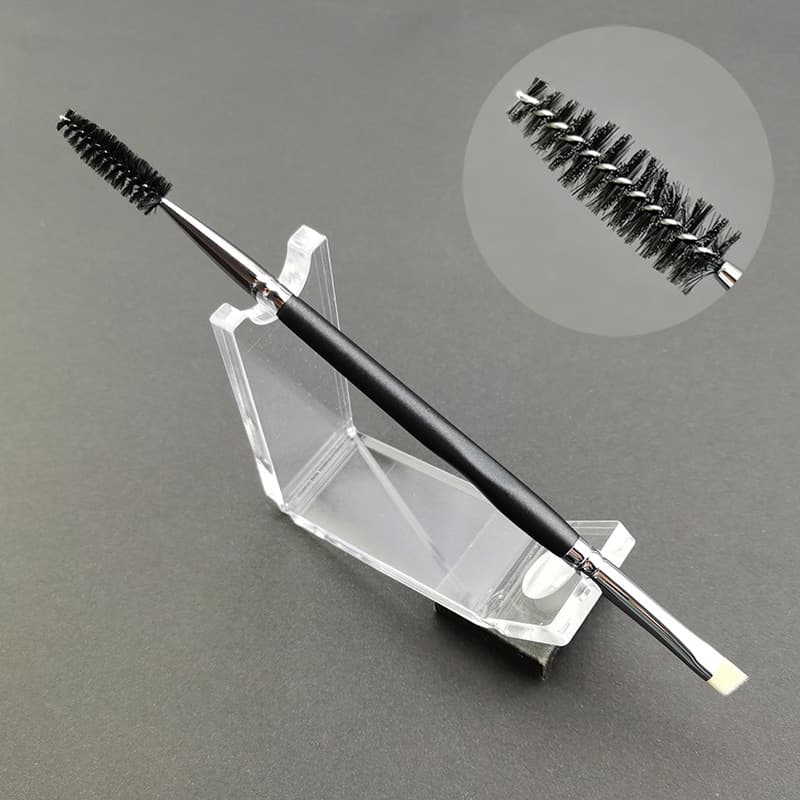 D915 double-headed eye makeup brush portable universal eyelash curling eyelash brush angled eyebrow brush wooden handle 1 eye shadow brush