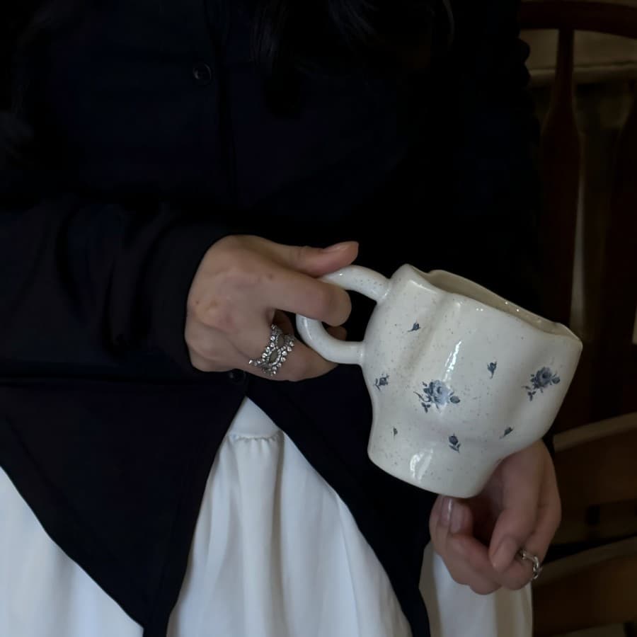 French Ins-style Hand-painted Irregular Ceramic Coffee Mug High-end Latte Cup Breakfast Cup Mug