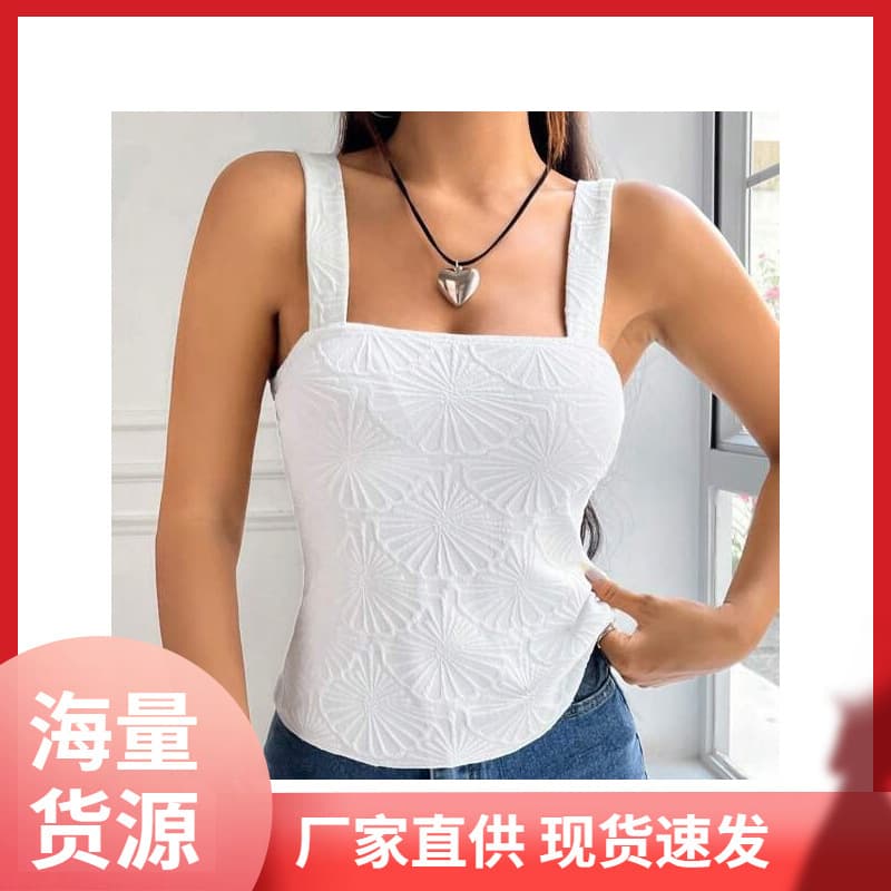 2024 Spring/Summer New Women's Solid Jacquard Slim Fashion Sexy Camisole Top - Hot Export Style for Europe and America