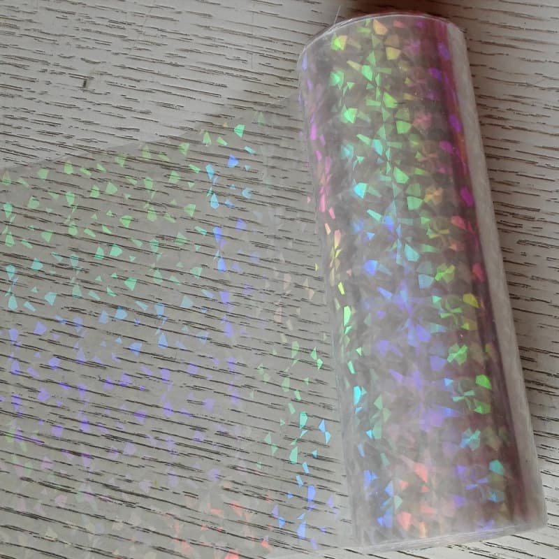 Transparent Holographic Crushed Glass Hot Stamping Foil Electrostatic Aluminum Transfer Film for Cartoon Cardboard Paper Box Paper Bag, etc. Transfer Film