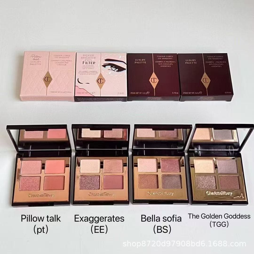 Cross-border Wholesale CT Four-Color Eyeshadow Palette Pillowtalk Pink-Brown Glitter Fine Long-Lasting 5.2g Makeup