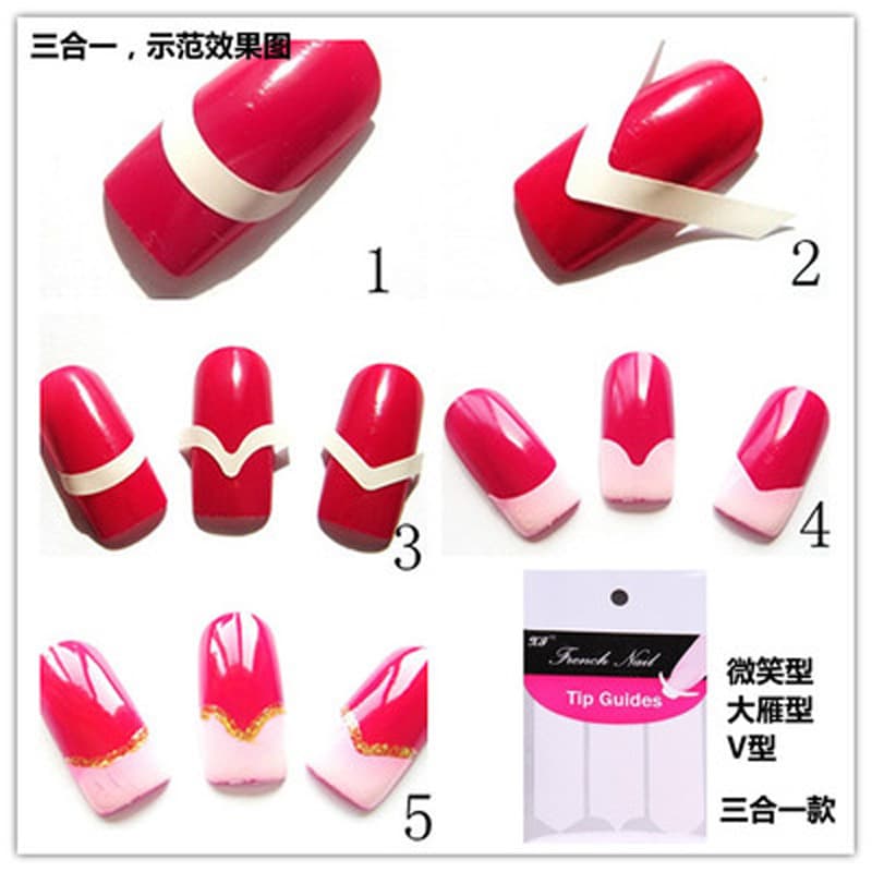 Manicure tool set French smile stickers manicure tools nail stickers manicure set nail polish plastic bag