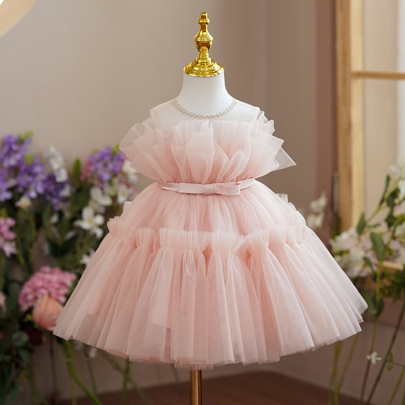 Children's Princess Dress Flower Girl Wedding Tutu Dress Toddler Birthday Host Performance Outfit Winter