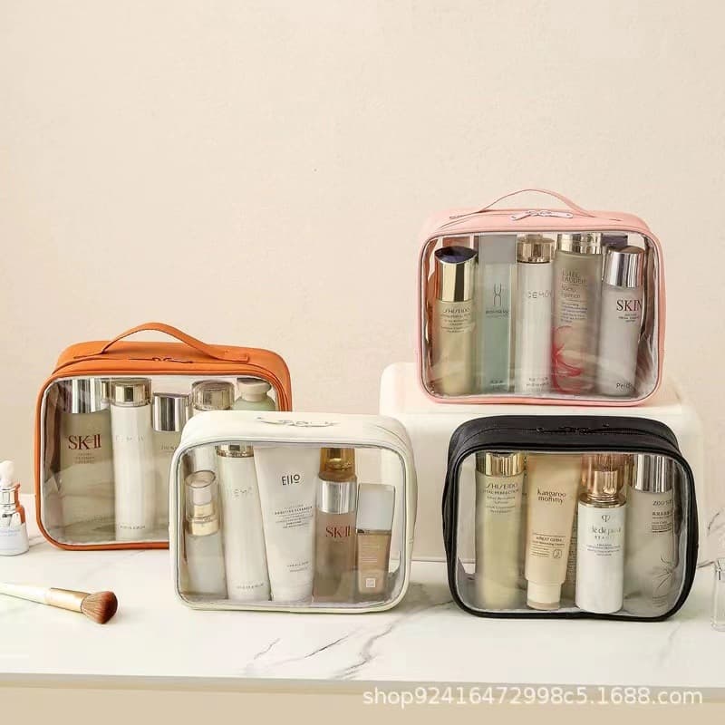 New PVC Transparent Cosmetic Bag Portable Large Capacity Toiletry Bag Waterproof for Shower, Fitness, Swimming Storage Bag