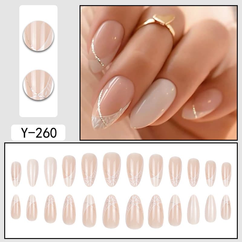 Y6 European and American Finished Nail Tips, Hot Girl Bling Nail Tips, Ins Style Wearable Nails, Almond False Nails, Nail Art Stickers