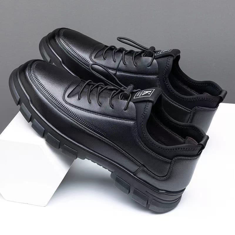 Men's single-sided leather shoes, business formal leather shoes, spring and autumn breathable black sports leather casual British style shoes