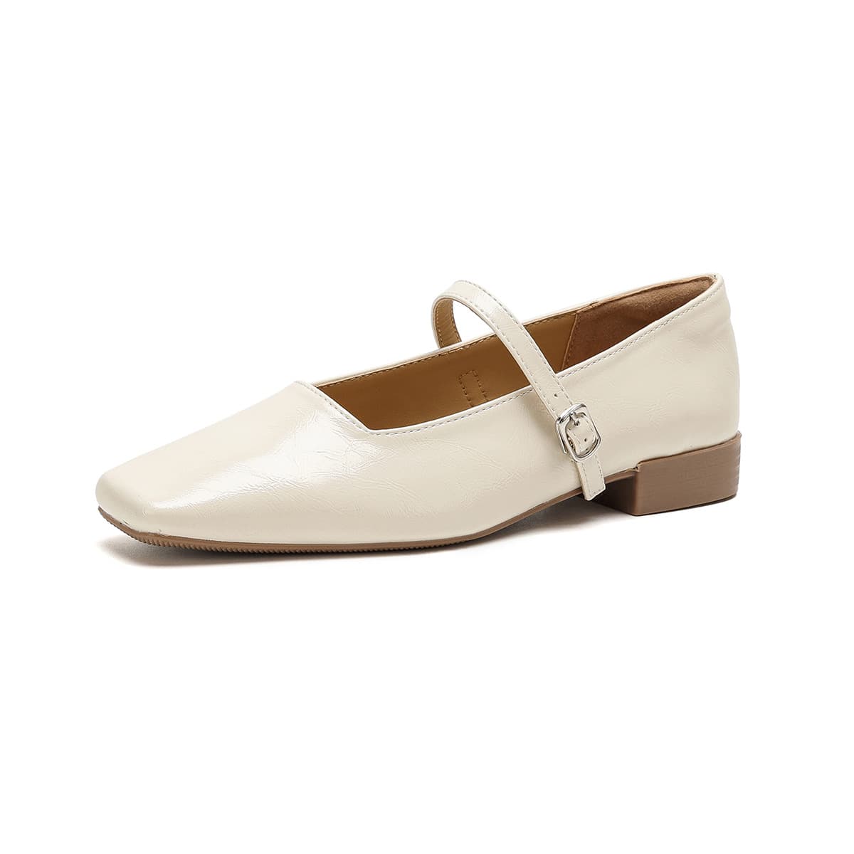Weiwei Nvlang 3778-1 Flat Ballet Shoes for Women French Low Heel One-Strap Mary Jane Shoes for Dresses